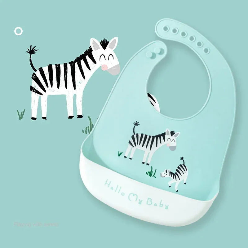 Babador Infantil Silicone à Prova D’água Rosa Lenogue Zebras / Sílica Gel / 30 x 21 Cm