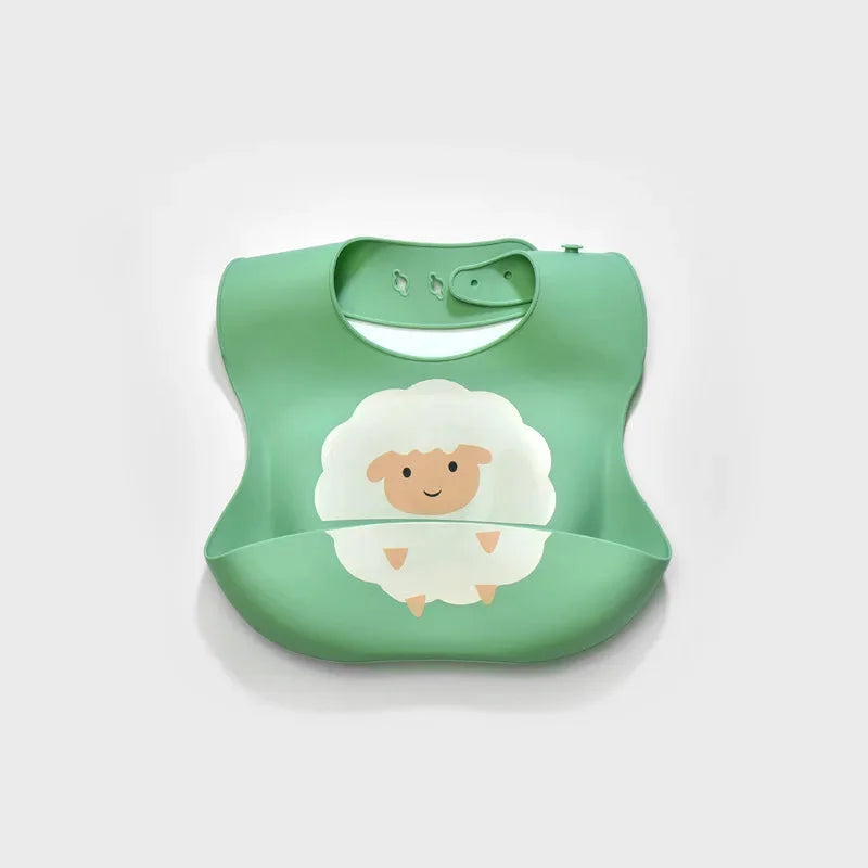 Babador Infantil de Silicone Verde Lenogue Ovelha Verde