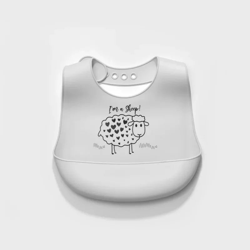 Babador Infantil de Silicone Verde Lenogue Coração & Ovelha
