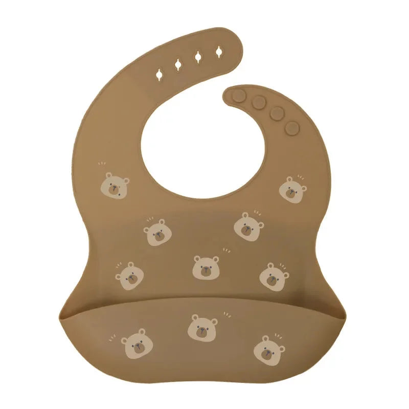 Babador Infantil de Silicone Verde Lenogue Urso Marrom