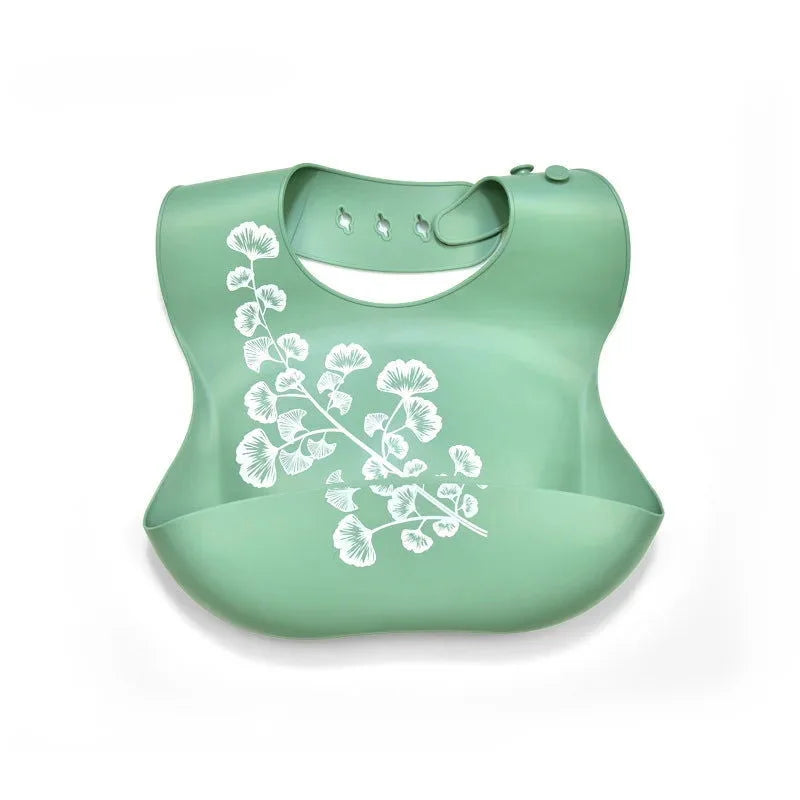Babador Infantil de Silicone Verde Lenogue Flor Verde