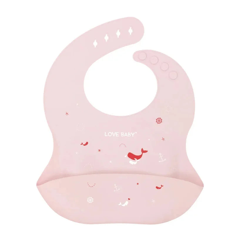 Babador Infantil de Silicone Verde Lenogue Baleia Rosa