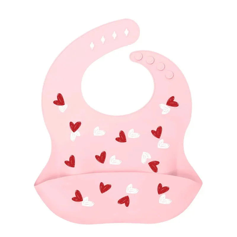 Babador Infantil de Silicone Verde Lenogue Coração Rosa