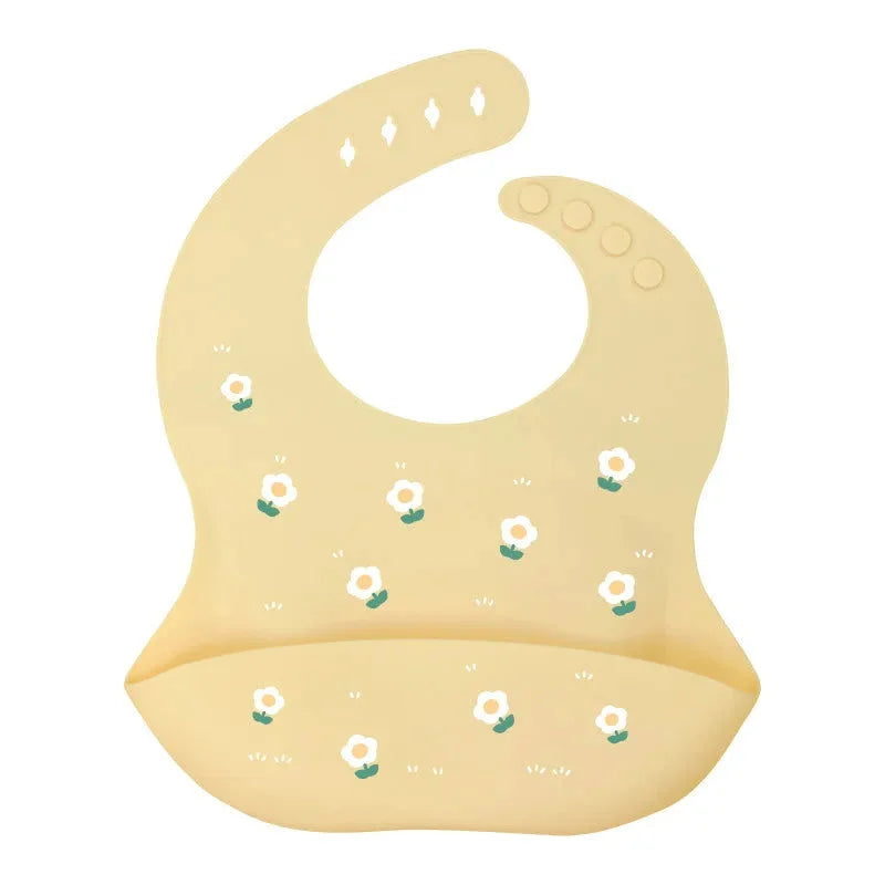 Babador Infantil de Silicone Verde Lenogue Flor Amarela