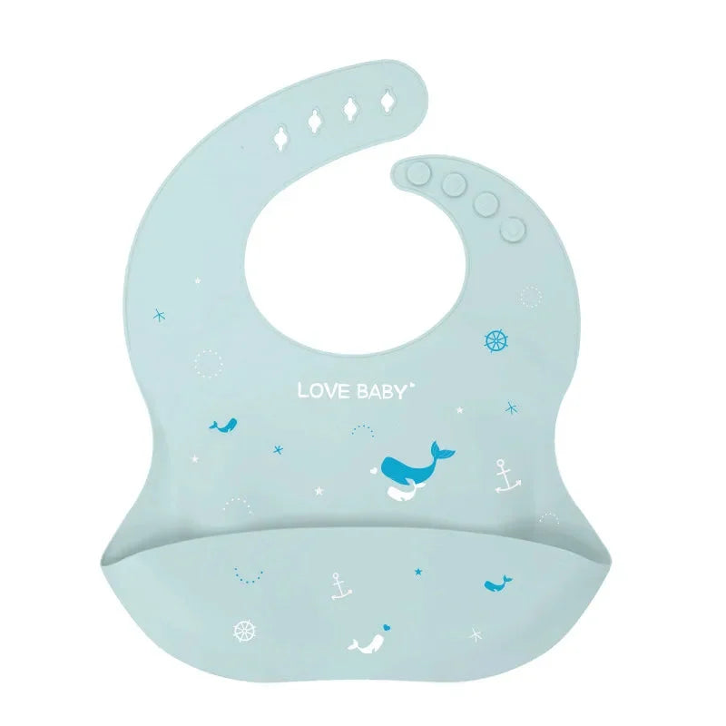 Babador Infantil de Silicone Verde Lenogue Baleia Azul