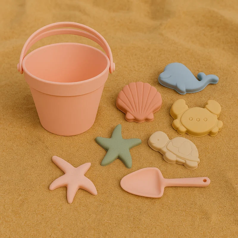 Baldinho Infantil Summer Beach Silicone Colorido Lenogue Rosa (8 Pcs)