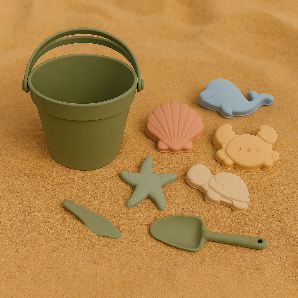 Baldinho Infantil Summer Beach Silicone Colorido Lenogue Verde (8 Pcs)