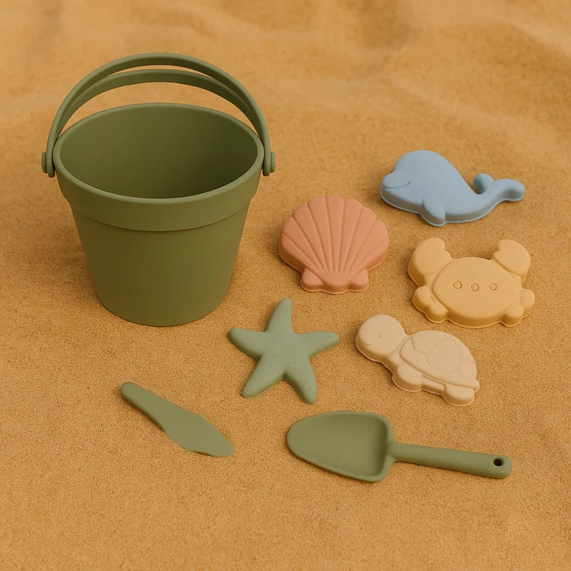 Baldinho Infantil Summer Beach Silicone Colorido Lenogue Verde (8 Pcs)