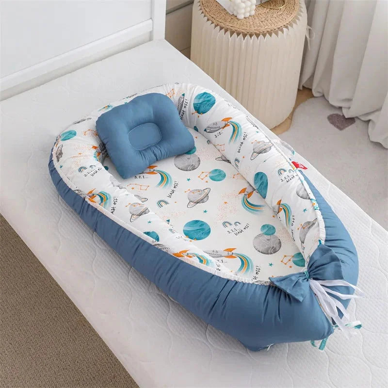 Berço Infantil Móvel Algodão Branco Lenogue Mod. Azul