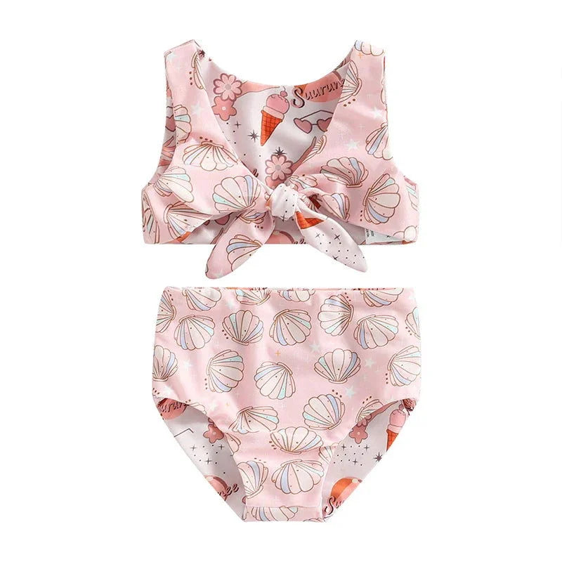 Biquini Infantil Feminino Conchas Rosa Lenogue