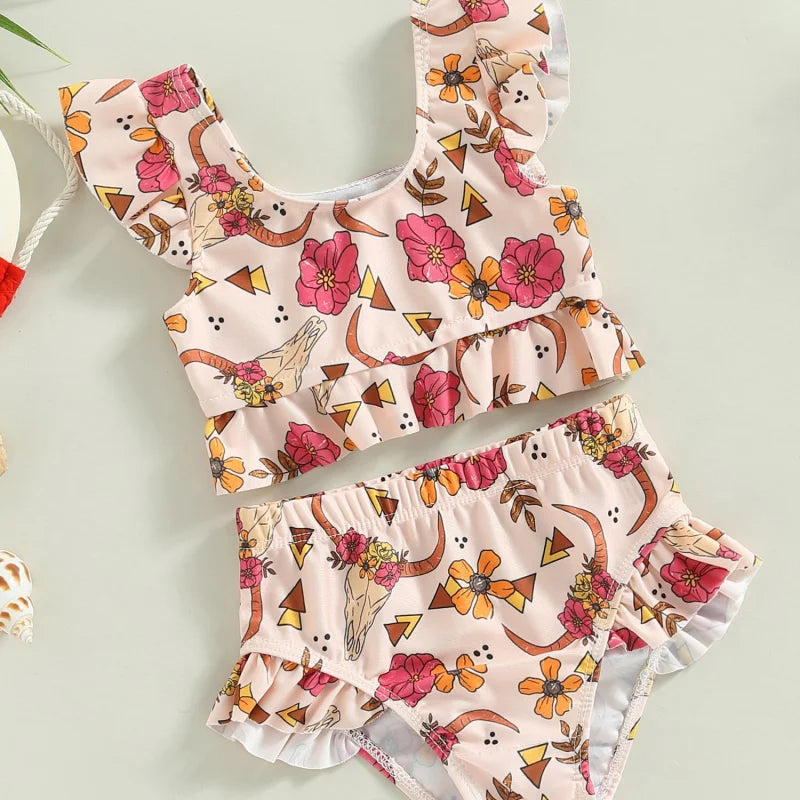 Biquini Infantil Feminino Estampa Flores Lenogue Flores / 6-12 Meses