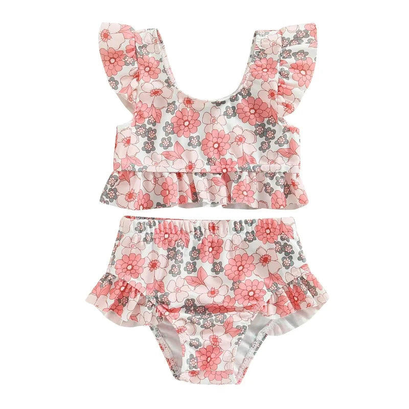 Biquini Infantil Feminino Floral Colorido Lenogue