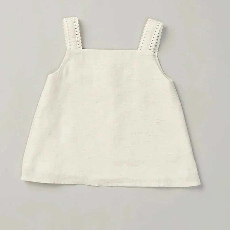 Blusa Infantil Cropped Algodão e Linho Branca Lenogue Branco / Algodão e Linho / 1-2 anos (90cm)