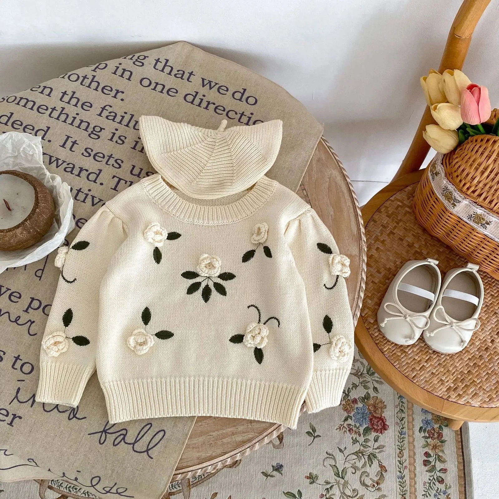 Blusa Infantil Feminina Tricot Lilly Bege Lenogue