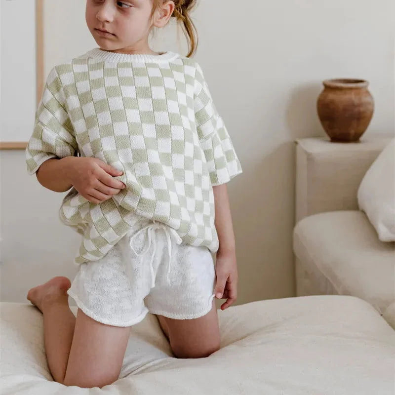 Blusa Infantil Tricot Xadrez Vermelha Luxuoso Tricot Xadrez Lenogue Abacate / Algodão / 12-18 Meses (80 Cm)