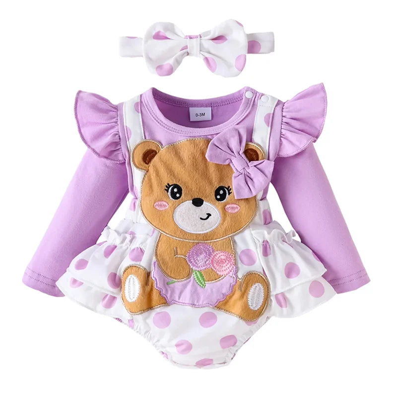 Body Infantil de Manga Longa com Estampa de Ursinho Lenogue Roxo / Recém Nascido