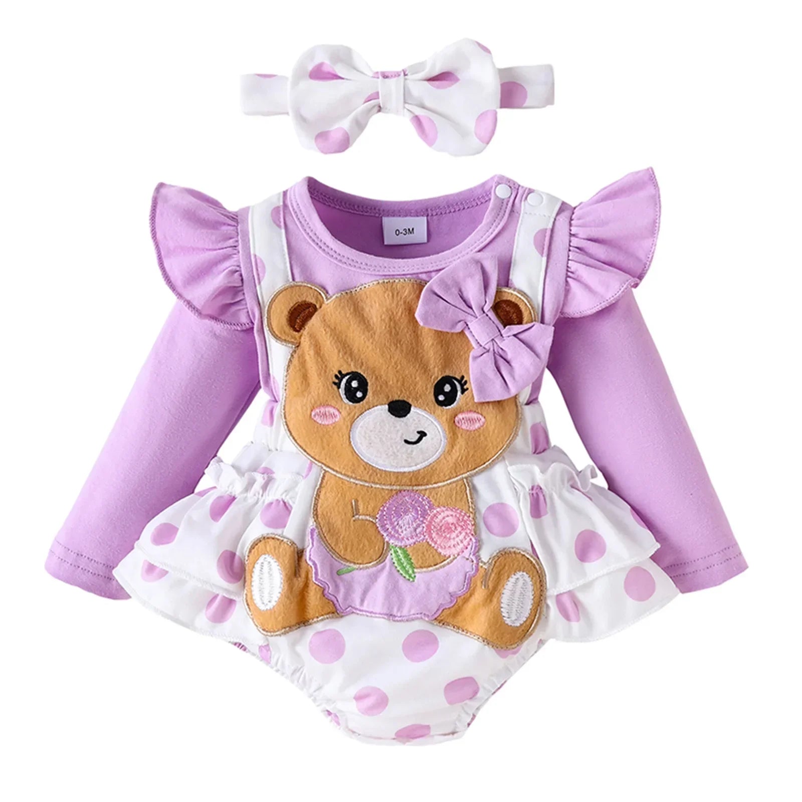 Body Infantil Manga Longa Estampa Ursinho Lenogue Roxo / 0-3 Meses
