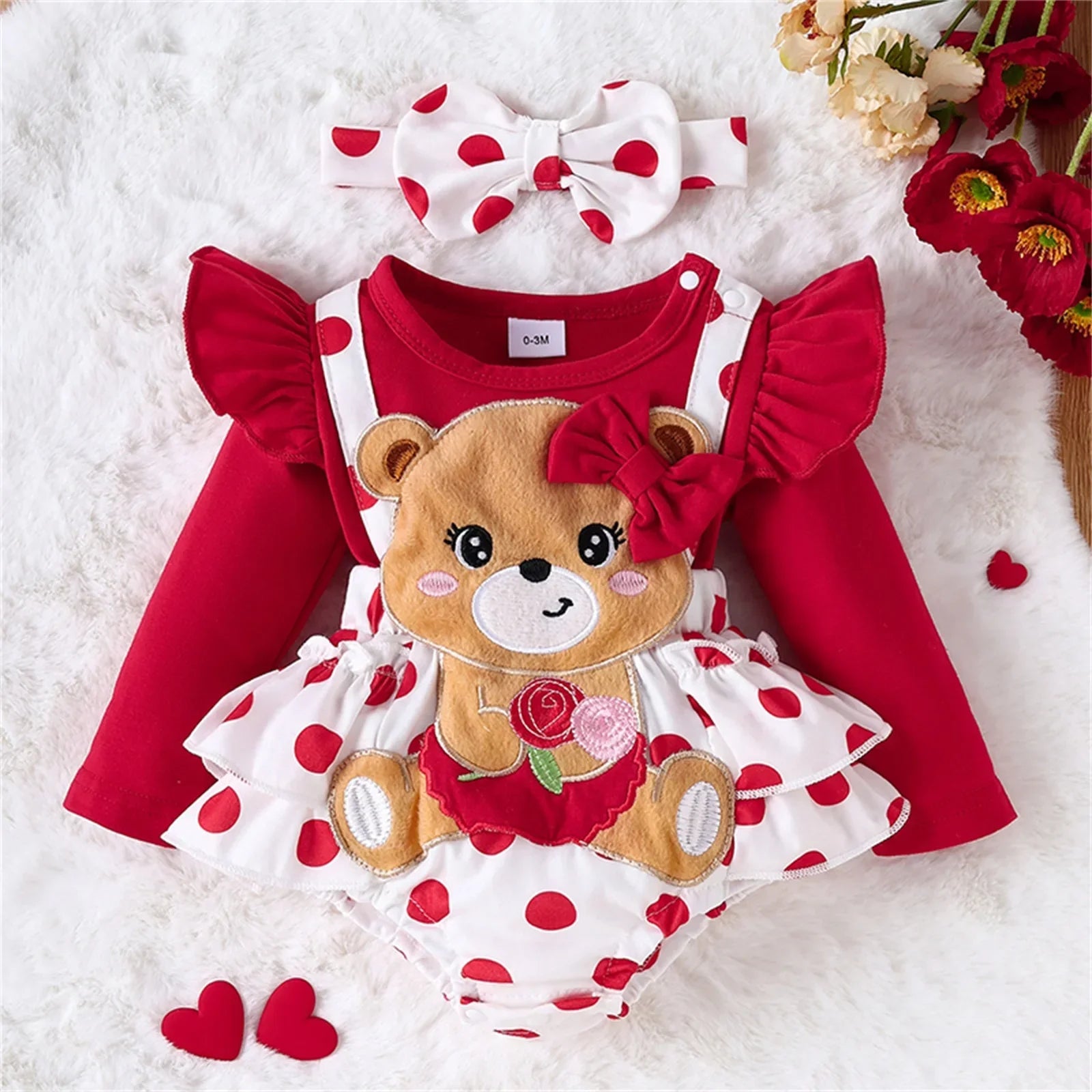 Body Infantil Manga Longa Estampa Ursinho Lenogue Vermelho / 0-3 Meses