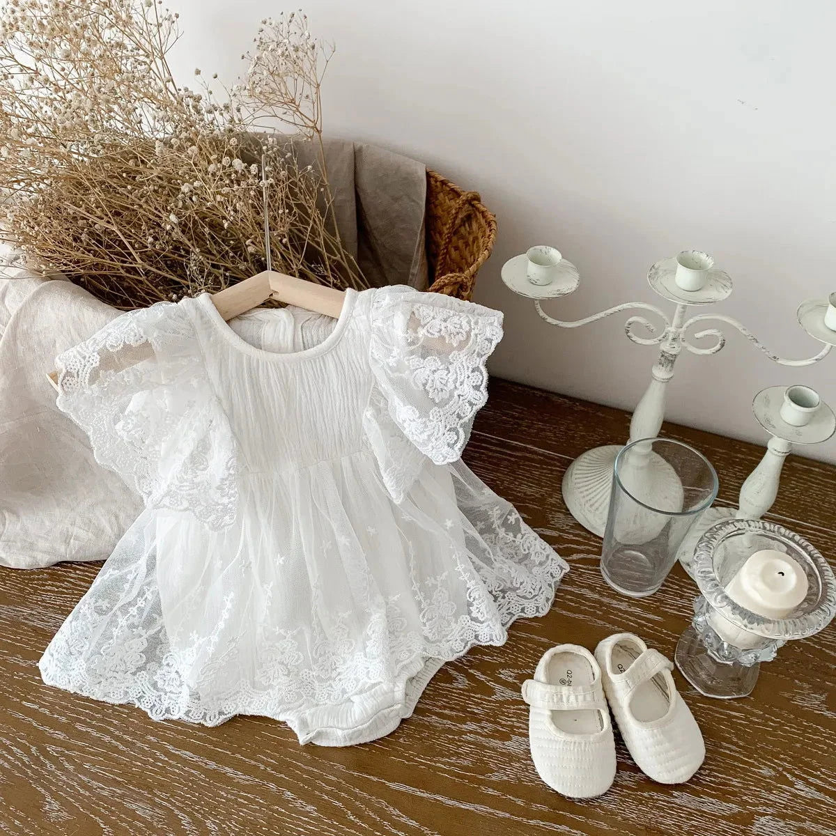 Body Infantil Renda Madeleine Branco Lenogue