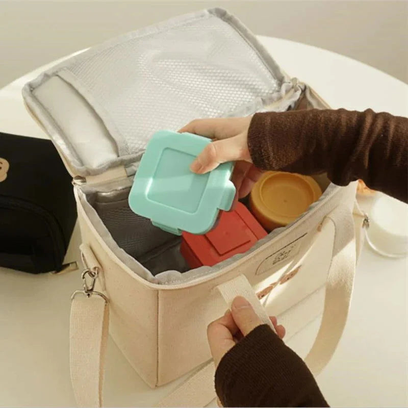 Bolsa Infantil com Isolamento Térmico e Bordado Urso Lenogue Branco