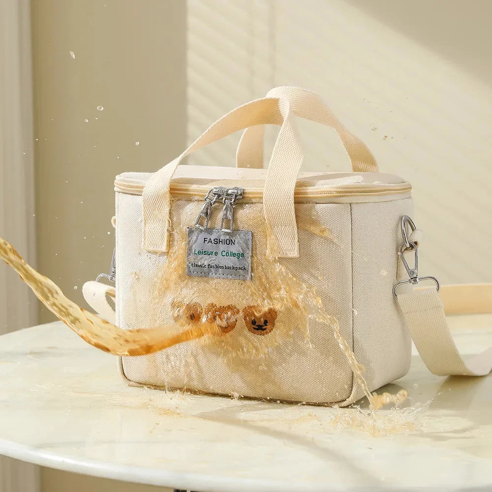 Bolsa Infantil Fraldas Térmica Bordado Urso Lenogue Branco