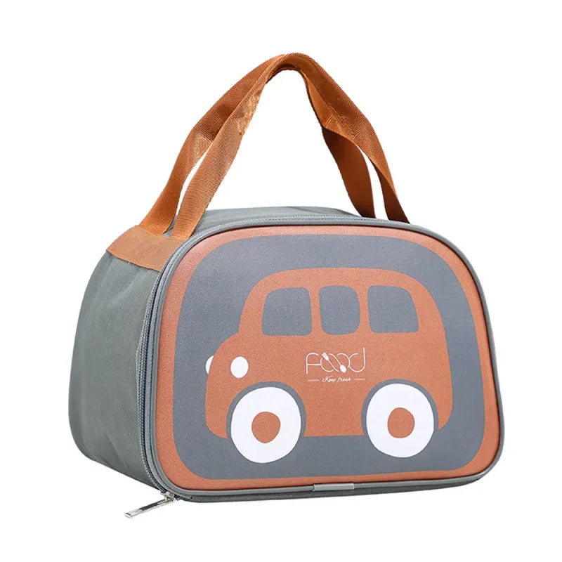 Bolsa Térmica Infantil Portátil com Estampa de Carro Lenogue Cinza