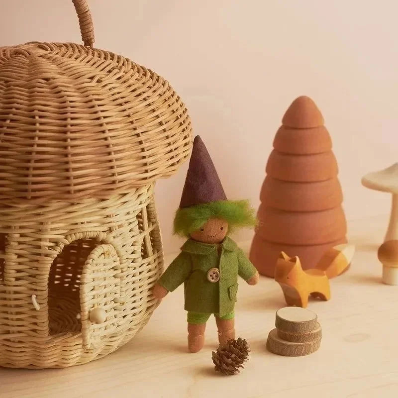 Bolsinha Infantil Vime Cogumelo Bege Lenogue