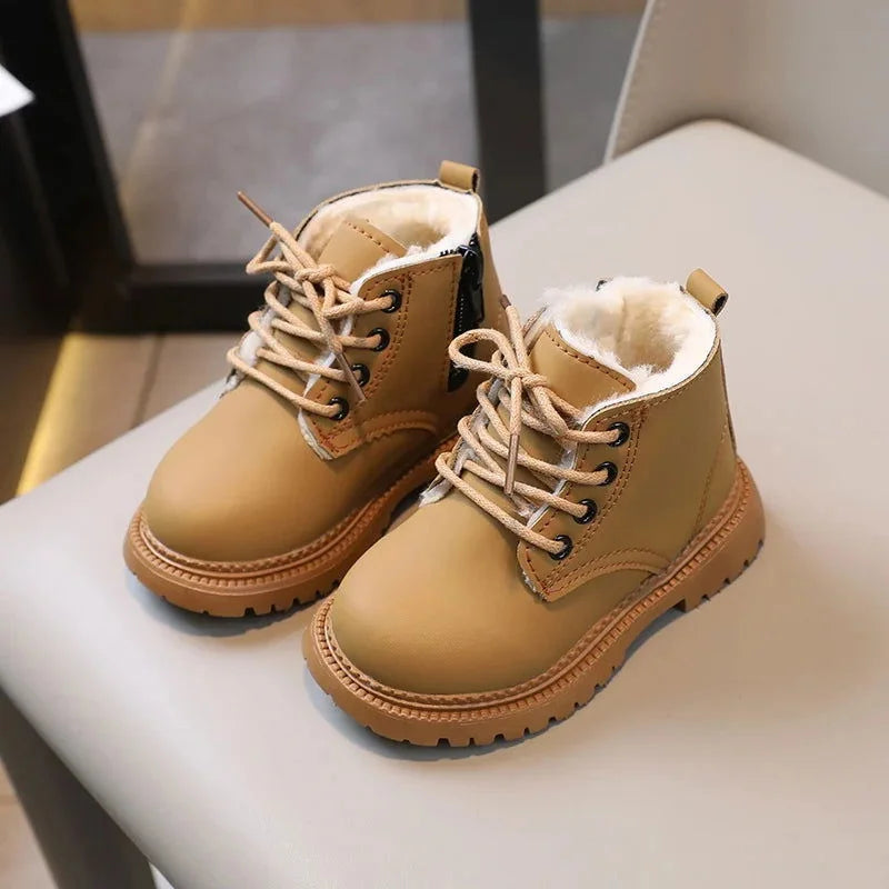Bota Aconchegante Infantil Forrada com Pelúcia para o Outono e Inverno Caqui / 21
