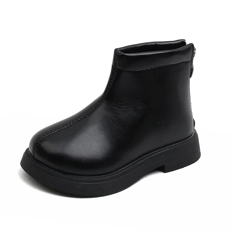 Bota Infantil de Couro Cano Curto Forrada Inverno Lenogue