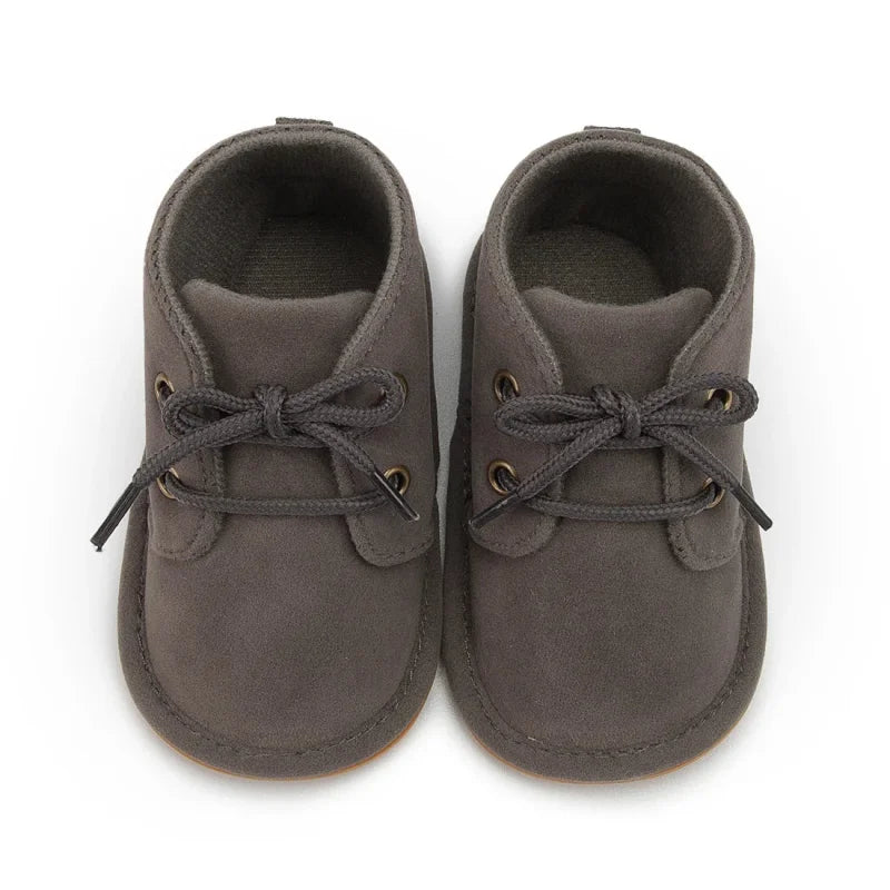 Botinha Infantil Baby Marrom Lenogue Cinza / 0-6 Meses