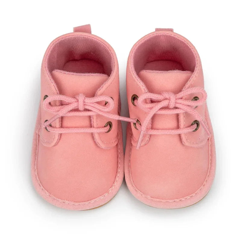 Botinha Infantil Baby Marrom Lenogue Rosa / 0-6 Meses