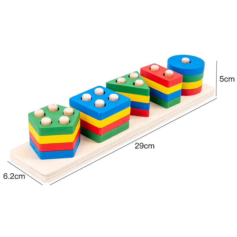 Brinquedo Infantil Madeira Educativo Encaixe Formas Coloridas Lenogue Multicolorido