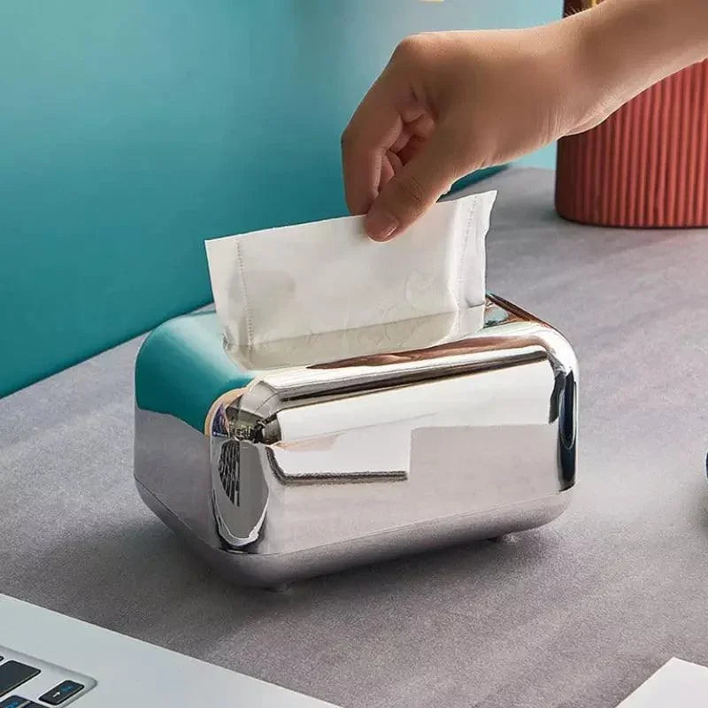 Caixa Porta Lenço e Papel Cromada Lenogue