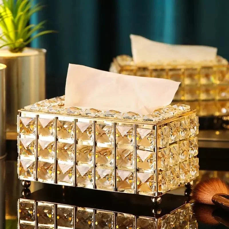 Caixa Porta Lenço de Papel Dourada Lenogue Dourado