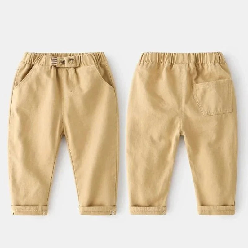 Calça Elegante Infantil de Algodão Lucca Lenogue para Primavera e Outono Cáqui / 2-3 anos (90cm) 12-15kg