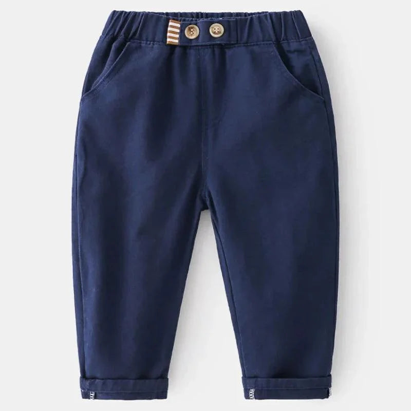 Calça Infantil Algodão Lucca Bege Lenogue Azul Escuro / 2-3 anos (90cm) 12-15kg