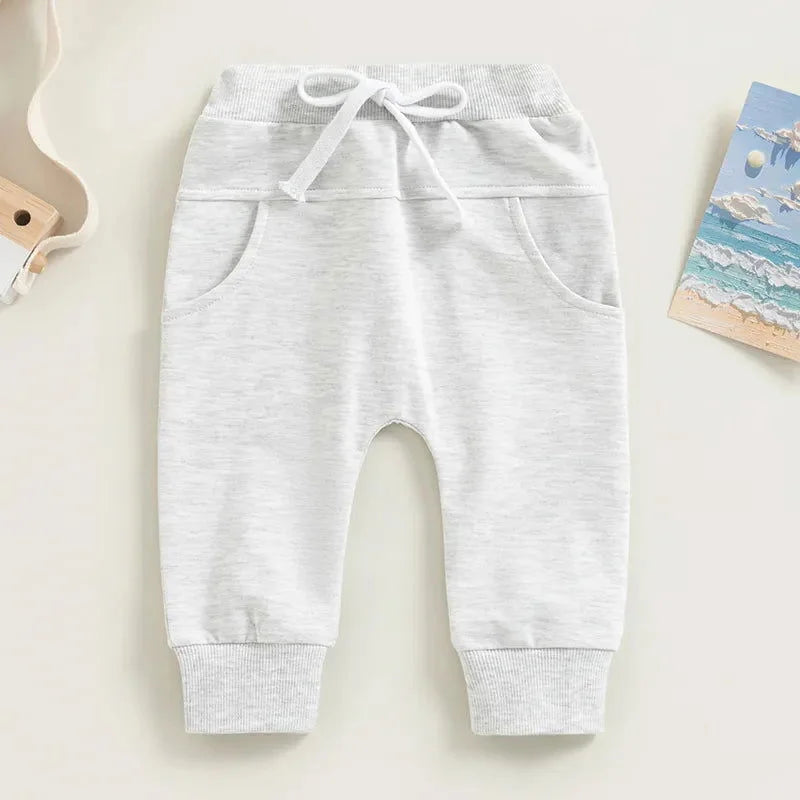 Calça Infantil de Moletom Cinza com Bolso Lenogue para o Guarda-roupa Infantil Cinza / 0-6 Meses (70cm)