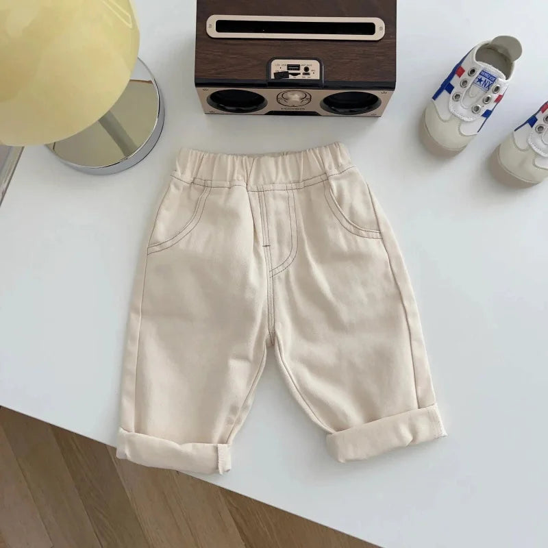 Calça Infantil Jeans Fluffy Denim Azul Lenogue Bege / 6-9 Meses (73cm)