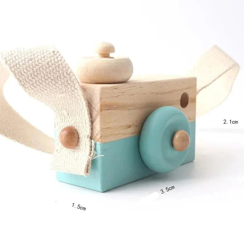 Câmera Vintage de Madeira para Montessori e Brincadeiras Criativas
