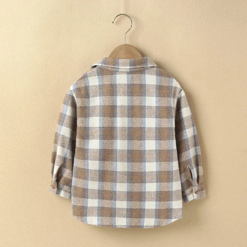 Camisa Infantil Masculina Nuvem Xadrez Azul Lenogue