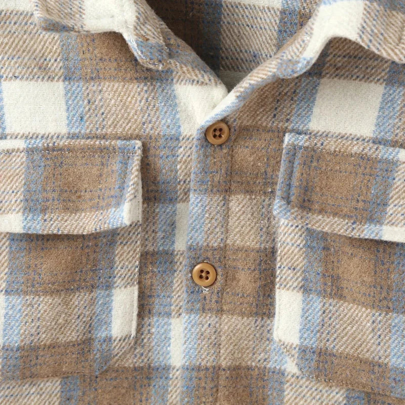 Camisa Infantil Masculina Nuvem Xadrez Azul Lenogue