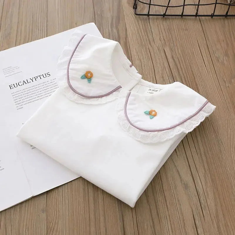 Camiseta Infantil Algodão Bordado Greta Rosa Lenogue Branco / 6-12 Meses (80 Cm)