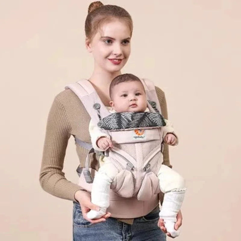Canguru Infantil Ergonômico para Bebês Cinza Lenogue Rosa