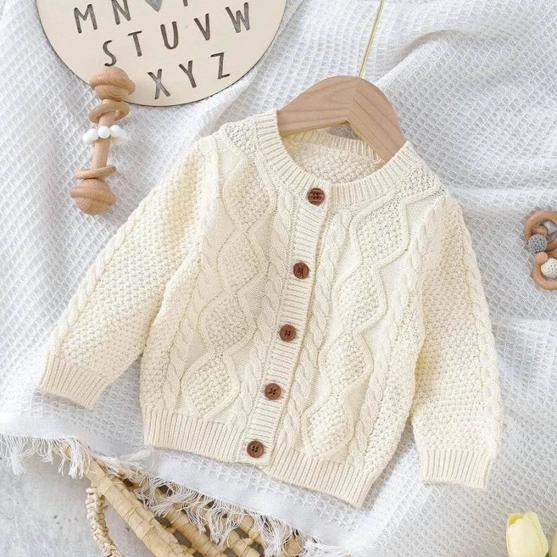 Casaco Infantil Cardigan Tricot éclair Bege Lenogue Bege / 6-12 Meses