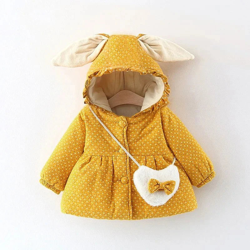 Casaco Infantil com Capuz Orelhas Coelhinho Lenogue Amarelo / 0-6 Meses