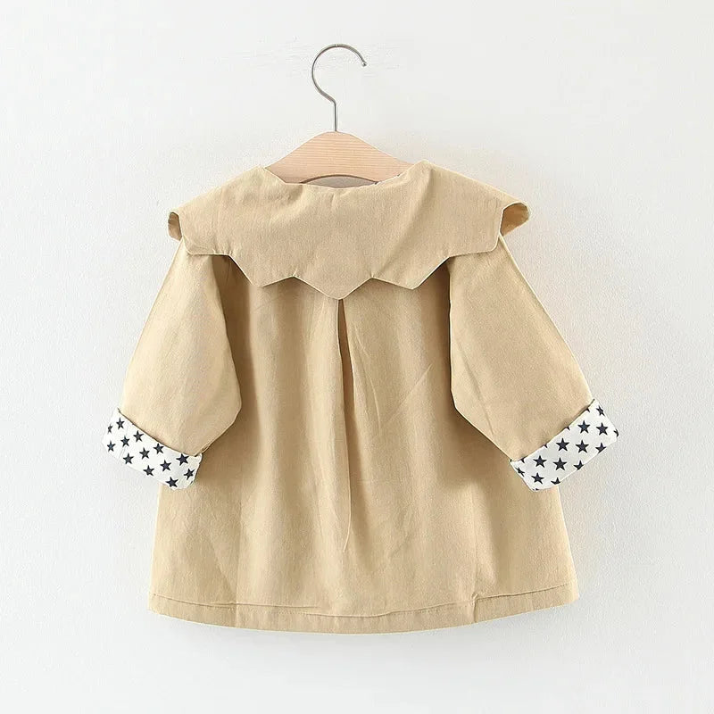 Casaco Infantil Longo Trench Coat Star Azul Lenogue para Crianças