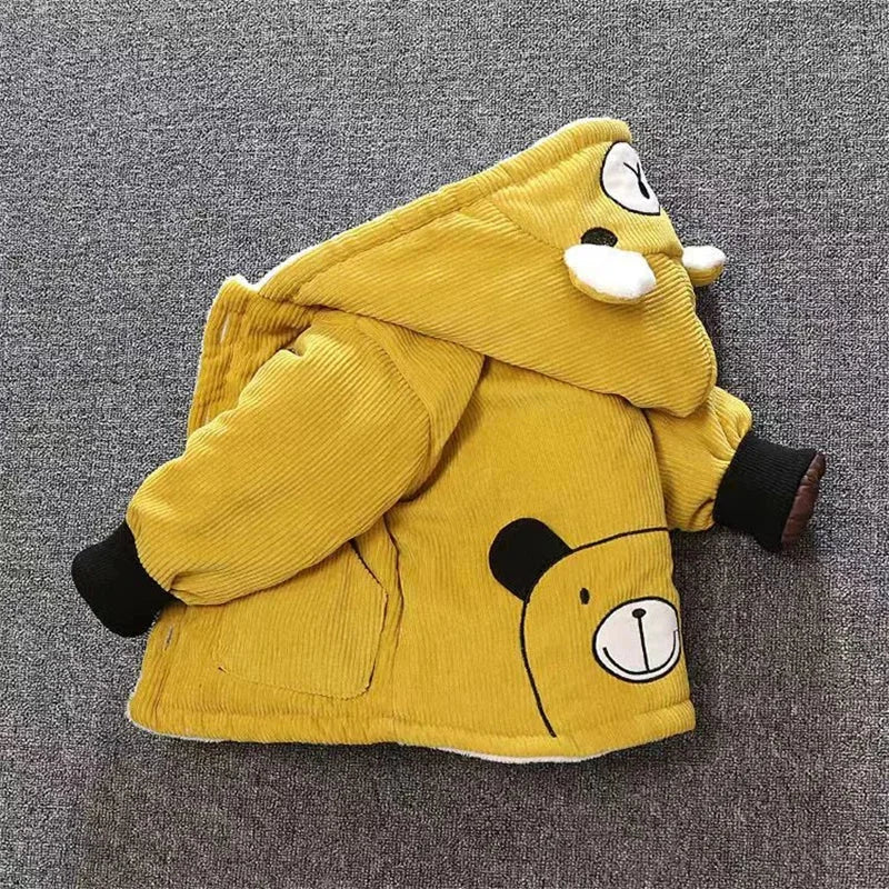 Casaco Infantil Parka Veludo Cotelê Capuz Algodão Robuste Lenogue
