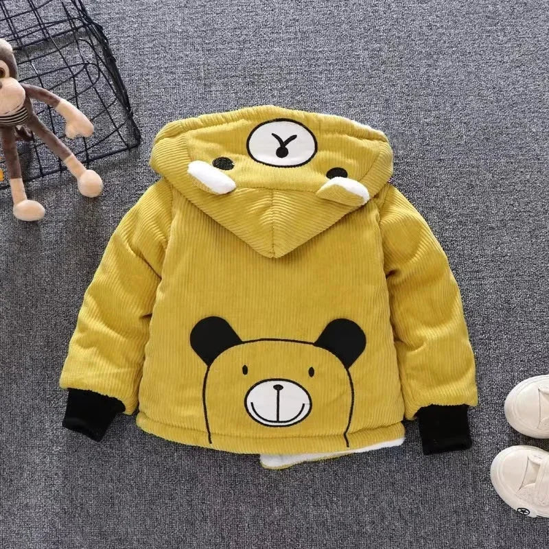 Casaco Infantil Parka Veludo Cotelê Capuz Algodão Robuste Lenogue Amarelo / 6-12 Meses