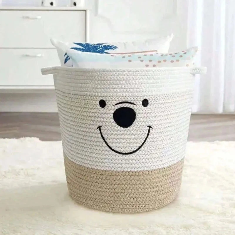 Cesta Infantil Algodão com Alças Lenogue para Roupas Brinquedos e Cobertores