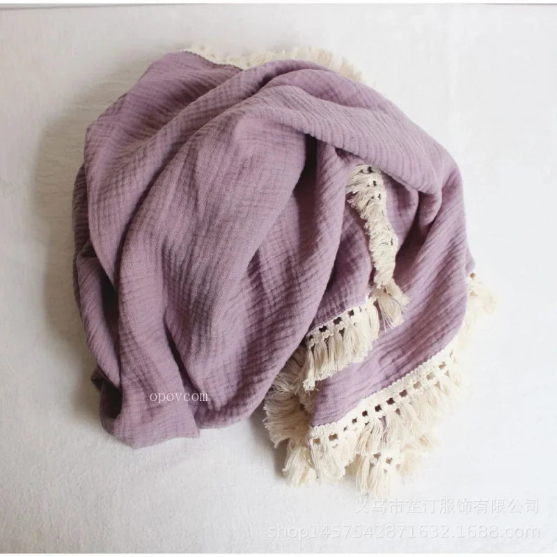 Cobertor Infantil de Musselina Branco Lenogue Purpura a / 80x65cm